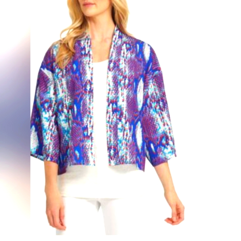 DKNY Snake Print Open Front Jacket